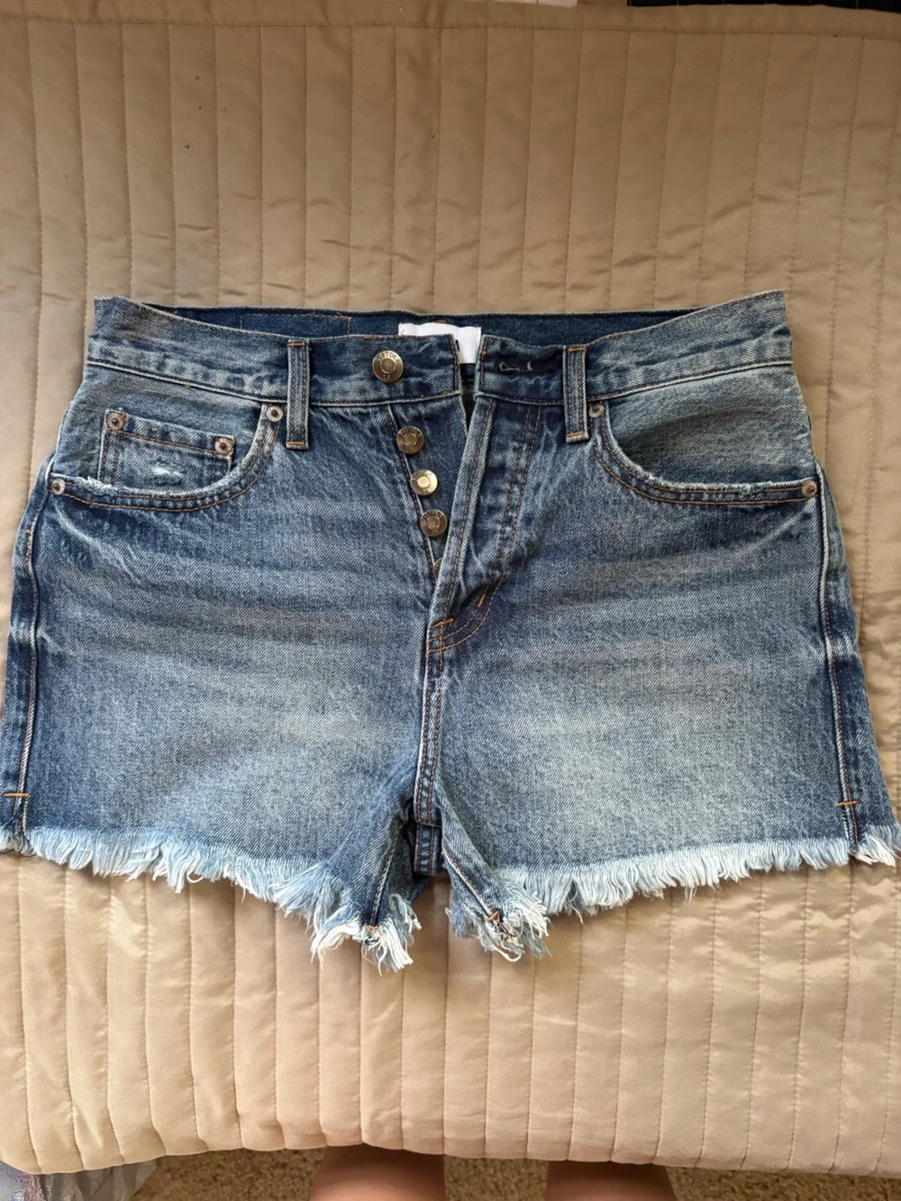 Pistola Denim Dark Wash Frayed Shorts